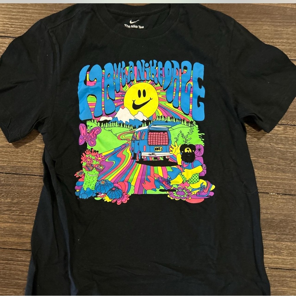 Nike Black Graphic Tee with Colorful Print
